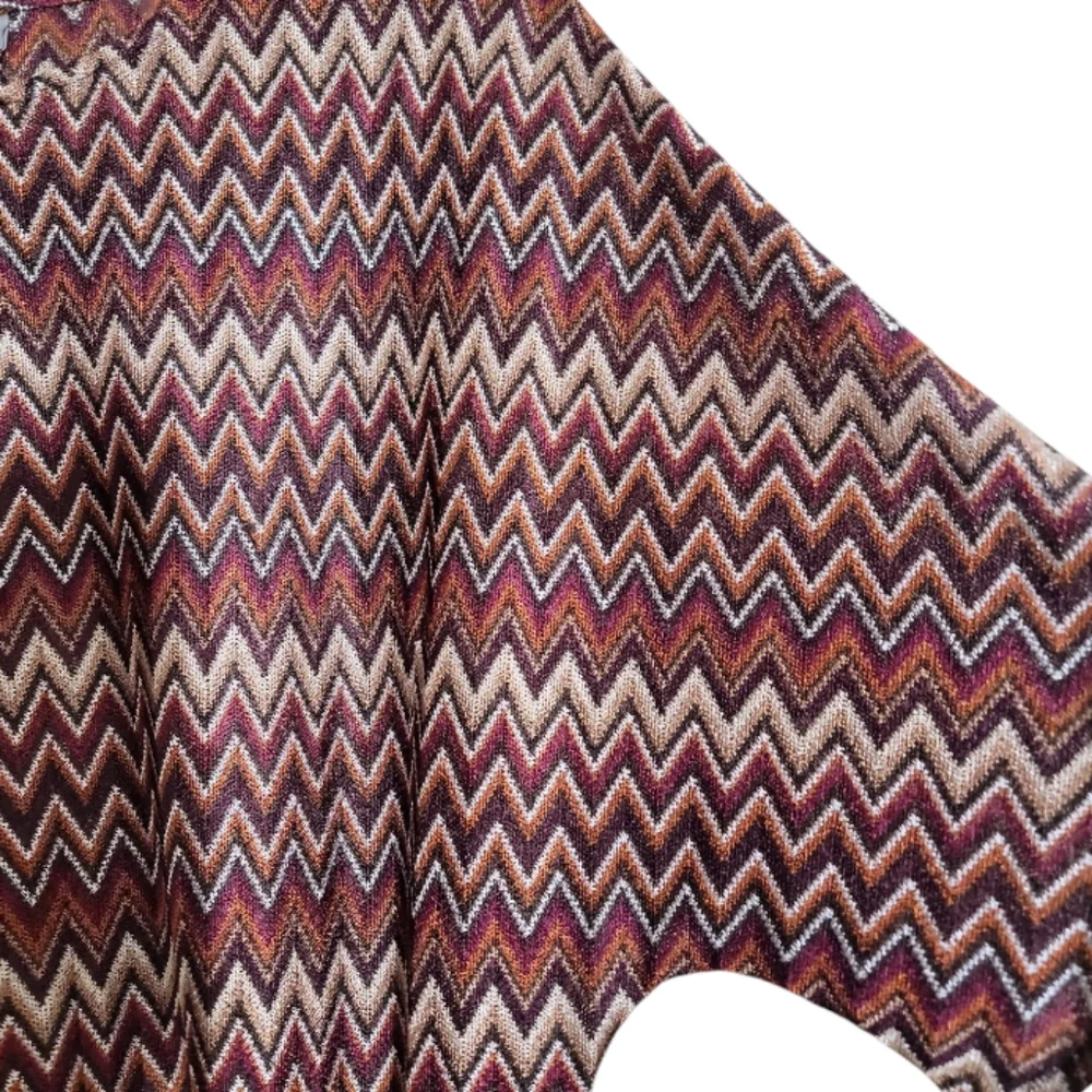 Worthington women's chevron stripe dolman sleeve tie hem knit top size large